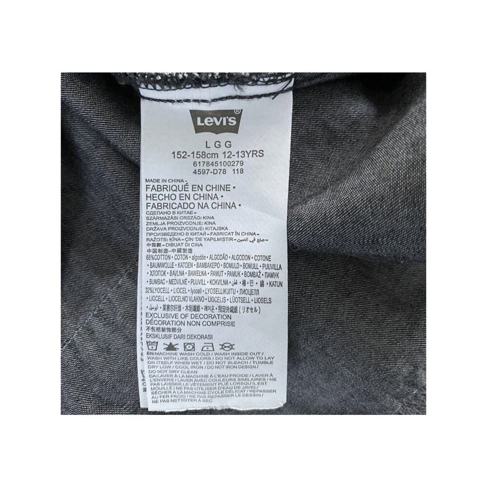 Levi's Sz Lg Levi’s denim shirt dress Y2K casual shirtwaist Black Stone Button - Picture 5 of 9